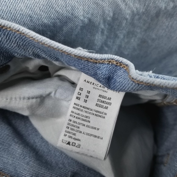 American Eagle Jeans Womens 10 Blue Baggy Jean High Rise Light Wash - Picture 5 of 12